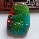 Colorful Jade Landscape Pendant Jewelry Men Women Necklace Gift