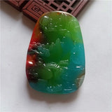 Colorful Jade Landscape Pendant Jewelry Men Women Necklace Gift