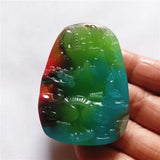 Colorful Jade Landscape Pendant Jewelry Men Women Necklace Gift