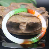 Colorful Jade Hand-carved Round Bar Bracelet Beauty Jewelry