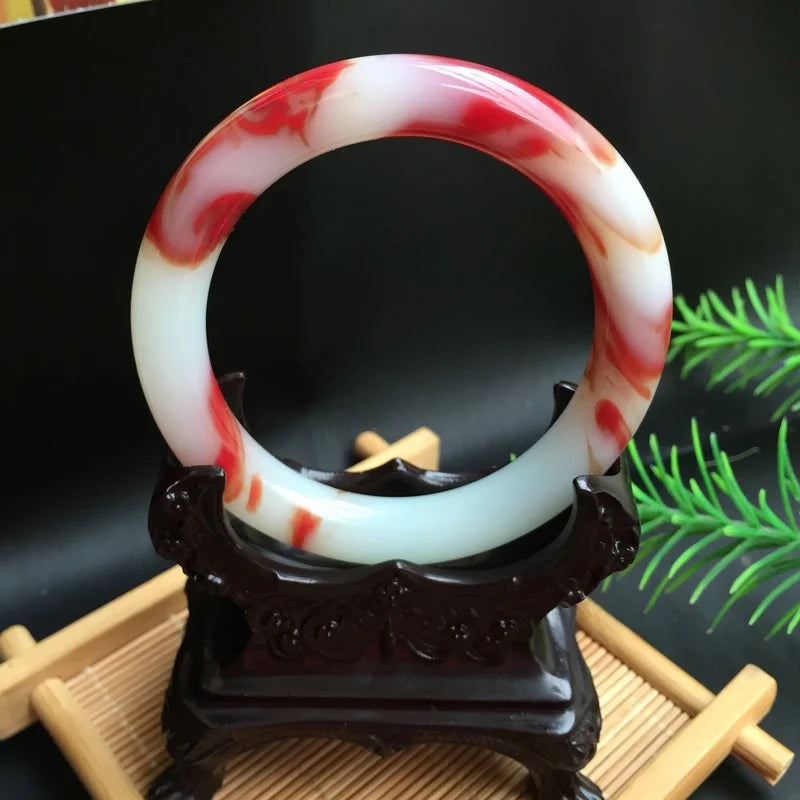 Colorful Jade Hand-carved Round Bar Bracelet Boutique Jewelry Men and Women