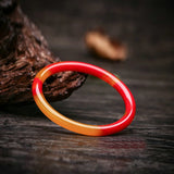 Natural Jade Hand-carved Round Bar Bracelet - Chicken Blood Red