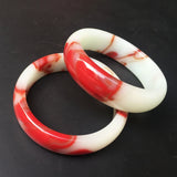 Colorful Jade Wide Band Bracelet Men Women Red