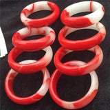 Colorful Jade Wide Band Bracelet Men Women Red