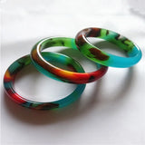 Natural Colorful Jade Hand-carved Wide Band Bracelet Boutique Jewelry Women