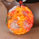Colorful Jade Money Dragon Pendant Necklace Accessories