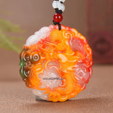 Colorful Jade Money Dragon Pendant Necklace Accessories