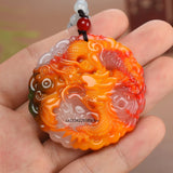 Colorful Jade Money Dragon Pendant Necklace Accessories