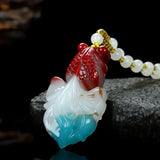 Colorful Jade Rich Goldfish Pendants Men Women Sweater Chain