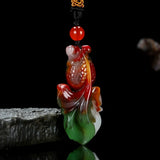 Colorful Jade Rich Goldfish Pendants Men Women Sweater Chain