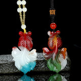 Colorful Jade Rich Goldfish Pendants Men Women Sweater Chain