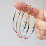 Colorful Mix Tourmaline Bead Bracelet 14K Filled Chain Double Layer