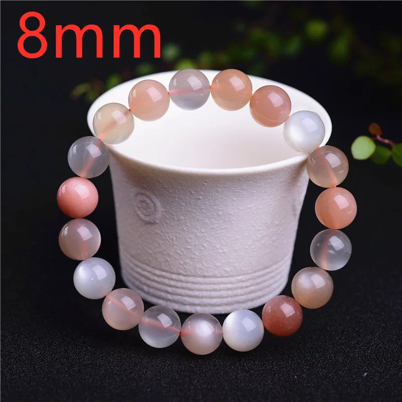 Colorful Moonstone Orange Sunstone Bracelet Men Women Crystal Beads