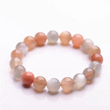 Colorful Moonstone Orange Sunstone Bracelet Men Women Crystal Beads