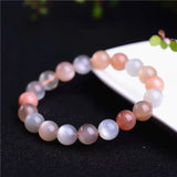 Colorful Moonstone Orange Sunstone Bracelet Men Women Crystal Beads