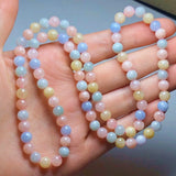 Colorful Morganite Quartz 3 Laps Bracelet 6mm Crystal Beads Stretch