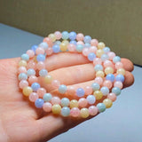 Colorful Morganite Quartz 3 Laps Bracelet 6mm Crystal Beads Stretch