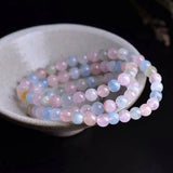 Colorful Morganite Quartz Bracelet Crystal Clear 6mm Beads