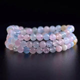 Colorful Morganite Quartz Bracelet Crystal Clear 6mm Beads