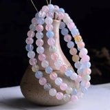 Colorful Morganite Quartz Bracelet Crystal Clear 6mm Beads