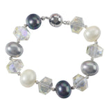 Colorful Mother of Pearl Magnet Clasp Crystal Onyx Beaded Bracelet