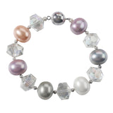 Colorful Mother of Pearl Magnet Clasp Crystal Onyx Beaded Bracelet
