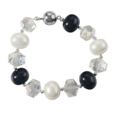 Colorful Mother of Pearl Magnet Clasp Crystal Onyx Beaded Bracelet