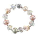 Colorful Mother of Pearl Magnet Clasp Crystal Onyx Beaded Bracelet