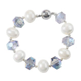 Colorful Mother of Pearl Magnet Clasp Crystal Onyx Beaded Bracelet