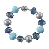 Colorful Mother of Pearl Magnet Clasp Crystal Amethyst Bracelet