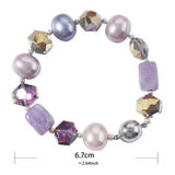 Colorful Mother of Pearl Magnet Clasp Crystal Amethyst Bracelet