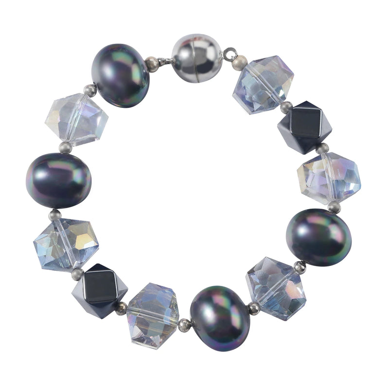 Colorful Mother of Pearl Magnet Clasp Crystal Amethyst Bracelet