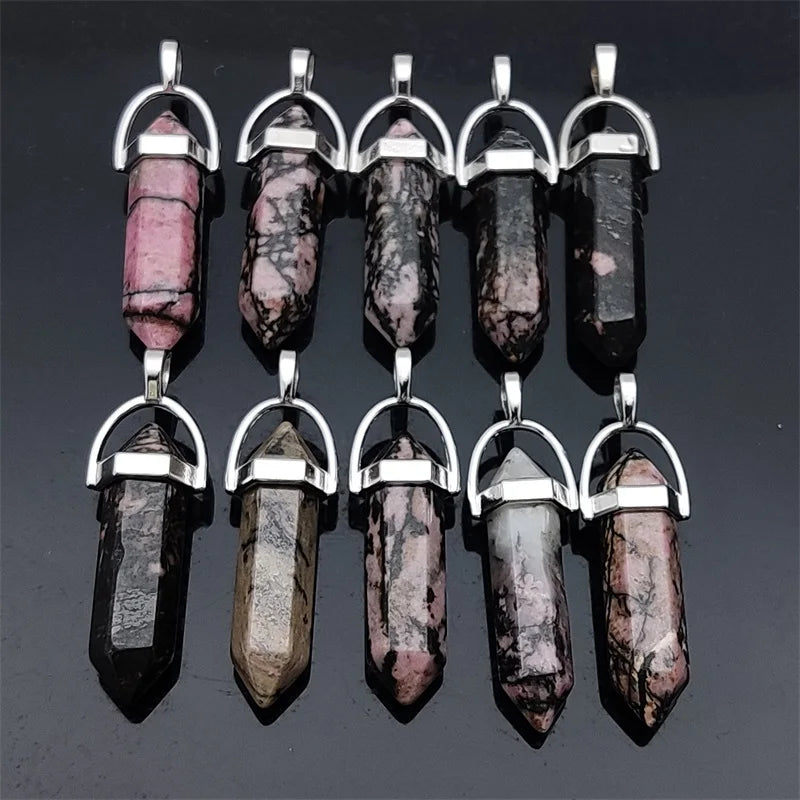 Colorful Pink Stone Crystal Pendant for Jewelry Making
