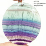 Colorful Purple Fluorite Quartz Pendant Oval Round Yellow Fluorite Necklace