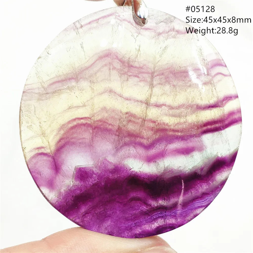 Colorful Purple Fluorite Quartz Pendant Oval Round Yellow Fluorite Necklace
