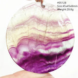 Colorful Purple Fluorite Quartz Pendant Oval Round Yellow Fluorite Necklace
