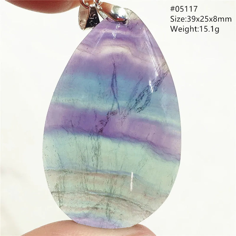 Colorful Purple Fluorite Quartz Pendant Oval Round Yellow Fluorite Necklace
