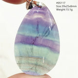 Colorful Purple Fluorite Quartz Pendant Oval Round Yellow Fluorite Necklace