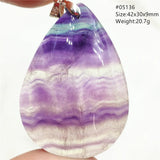 Colorful Purple Fluorite Quartz Pendant Oval Round Yellow Fluorite Necklace