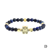 Colorful Stone Beaded Bracelet with Micro Pave Zirconia Flowers