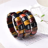 Colorful Tiger Eye Bracelet Bangle Jewelry 14x10mm Beads