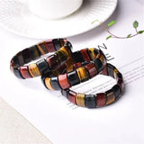 Colorful Tiger Eye Bracelet Bangle Jewelry 14x10mm Beads