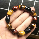 Colorful Tiger Eye Bracelet Red Yellow Gemstone Stretch Jewelry