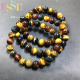 Colorful Tiger Eye Stone Wooden Bracelet for Men and Women