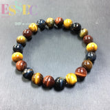 Colorful Tiger Eye Stone Wooden Bracelet for Men and Women