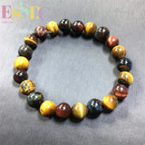 Colorful Tiger Eye Stone Wooden Bracelet for Men and Women