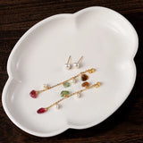 Colorful Tourmaline Drop Earrings 14K Filled Pearl Tassel Dangle Earring