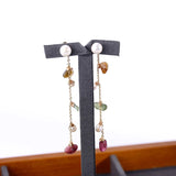 Colorful Tourmaline Drop Earrings 14K Filled Pearl Tassel Dangle Earring