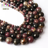 Colorful Tourmaline Round Beads for Jewelry Making 15inches