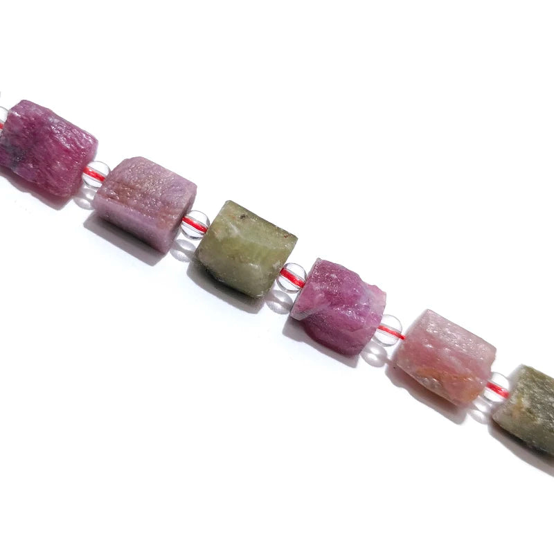 Colorful Tourmaline Stone Beads Cylindrical Shape Loose Bead 15''